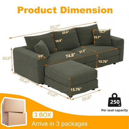Convertible Deep Seat Sofa With Soft Pillows And Ottomans Home Essentials