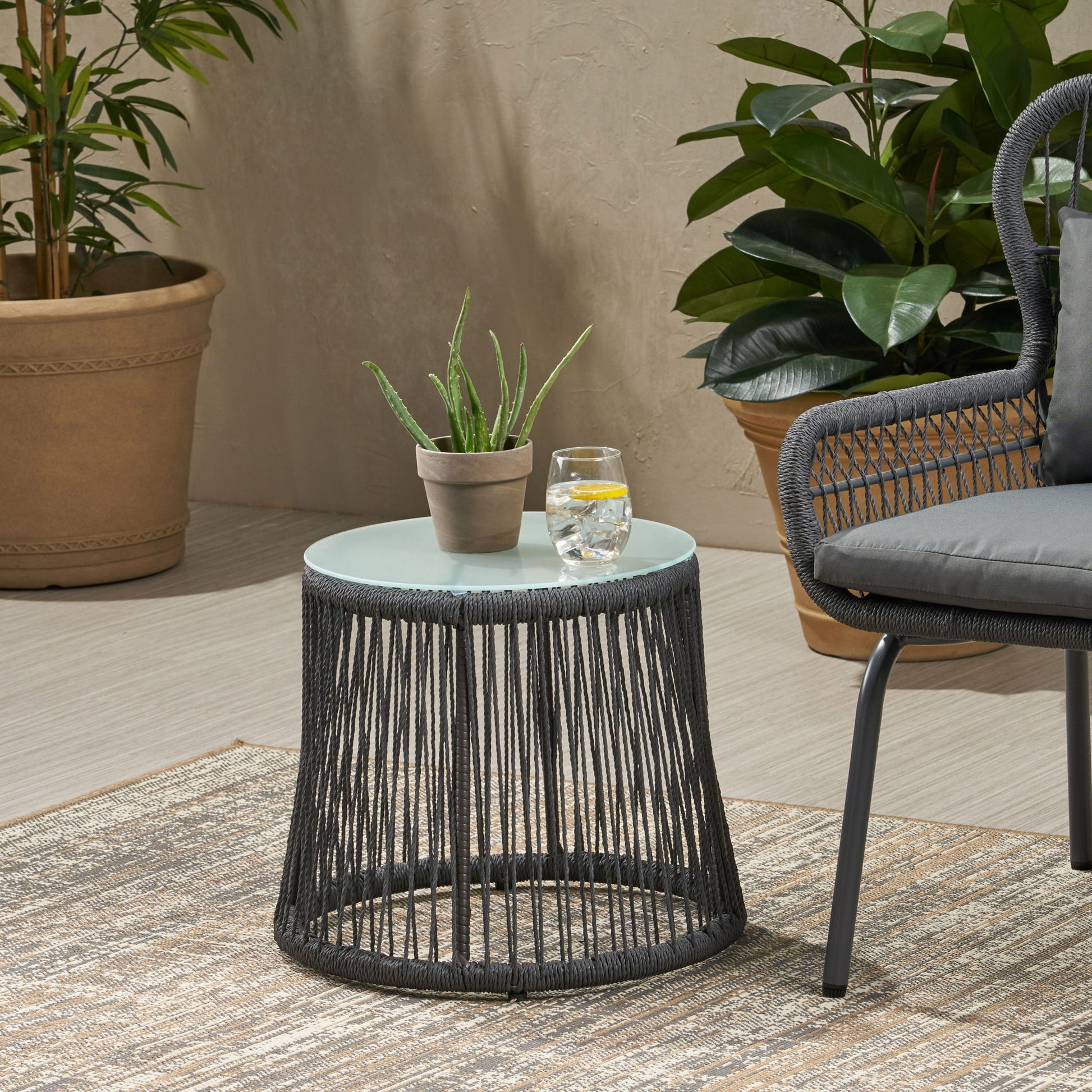 Boho Southport - Side Table With Glass Top Noble House