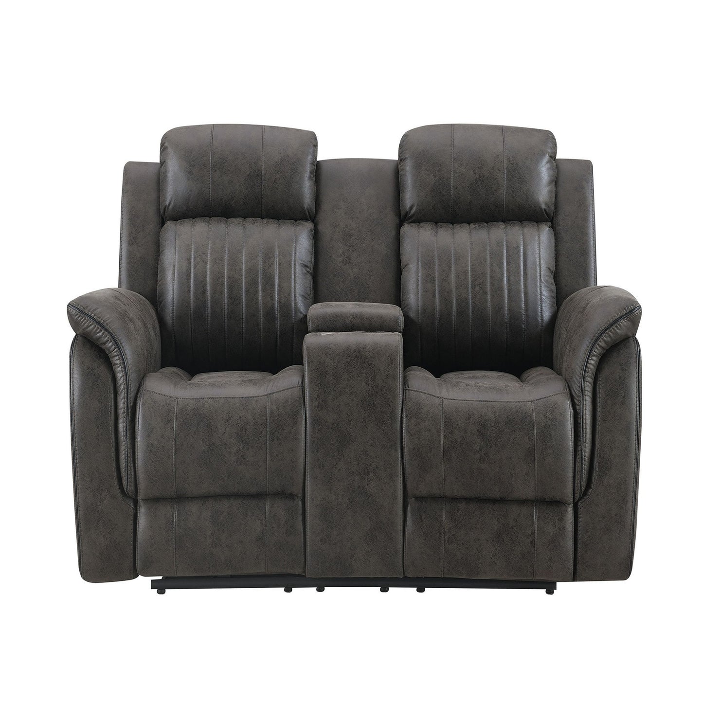 Steban - Console Reclining Loveseat - Gray Global Furniture USA