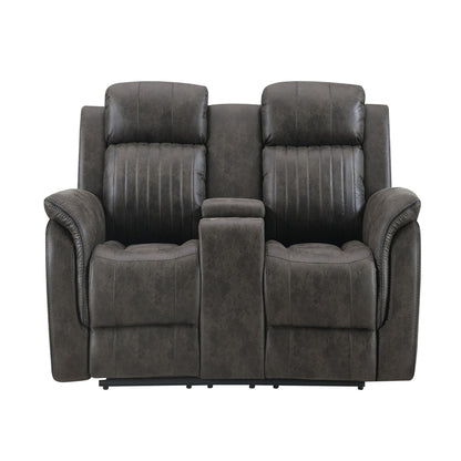 Steban - Console Reclining Loveseat - Gray Global Furniture USA