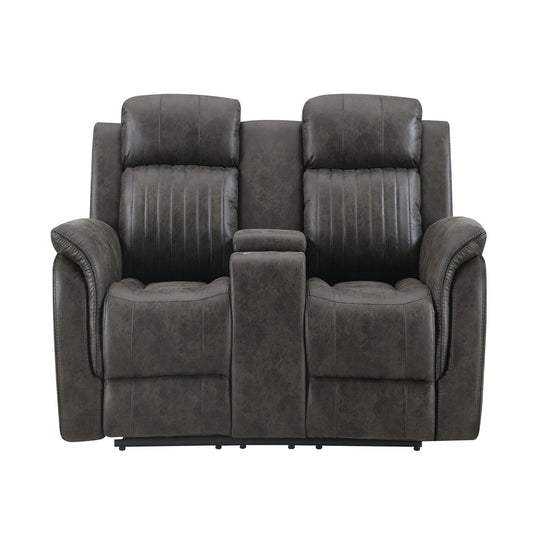 Steban - Console Reclining Loveseat - Gray Global Furniture USA