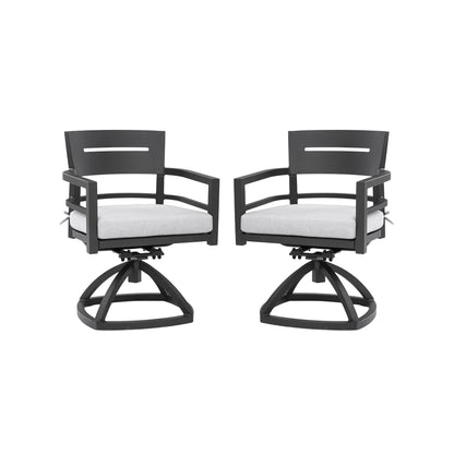 Outdoor Patio Swivel Rocker With Outdoor Grade Sunbrella Fabric Cushions (Set of 2) - Ember Black Life Outside