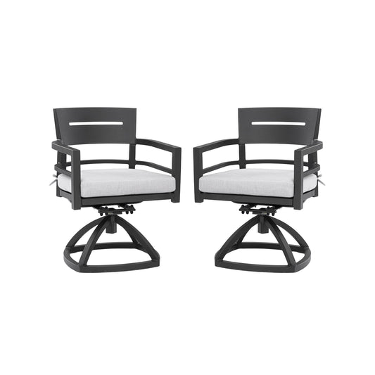 Outdoor Patio Swivel Rocker With Outdoor Grade Sunbrella Fabric Cushions (Set of 2) - Ember Black Life Outside