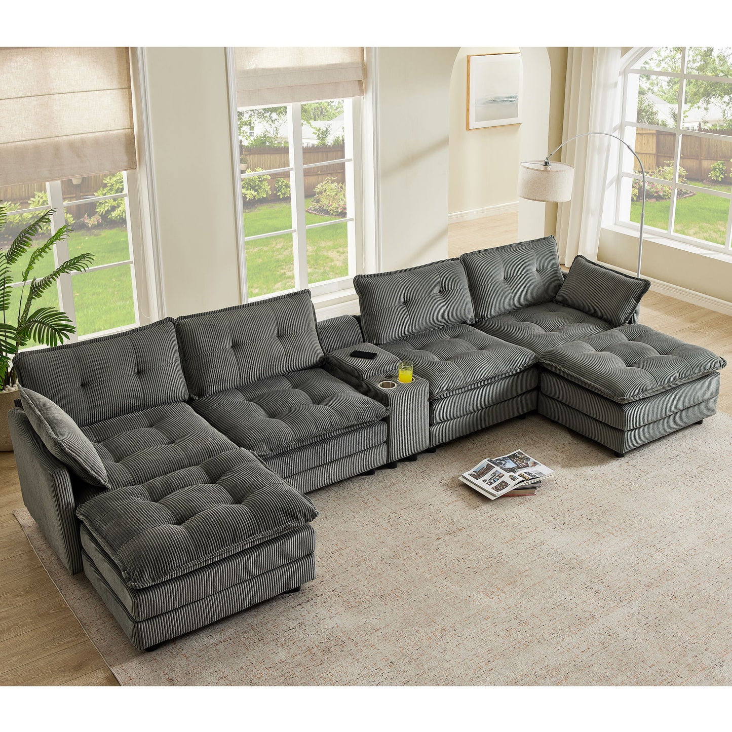 Oversized Modular Sectional Sofa With Multi Functional Console Home Essentials