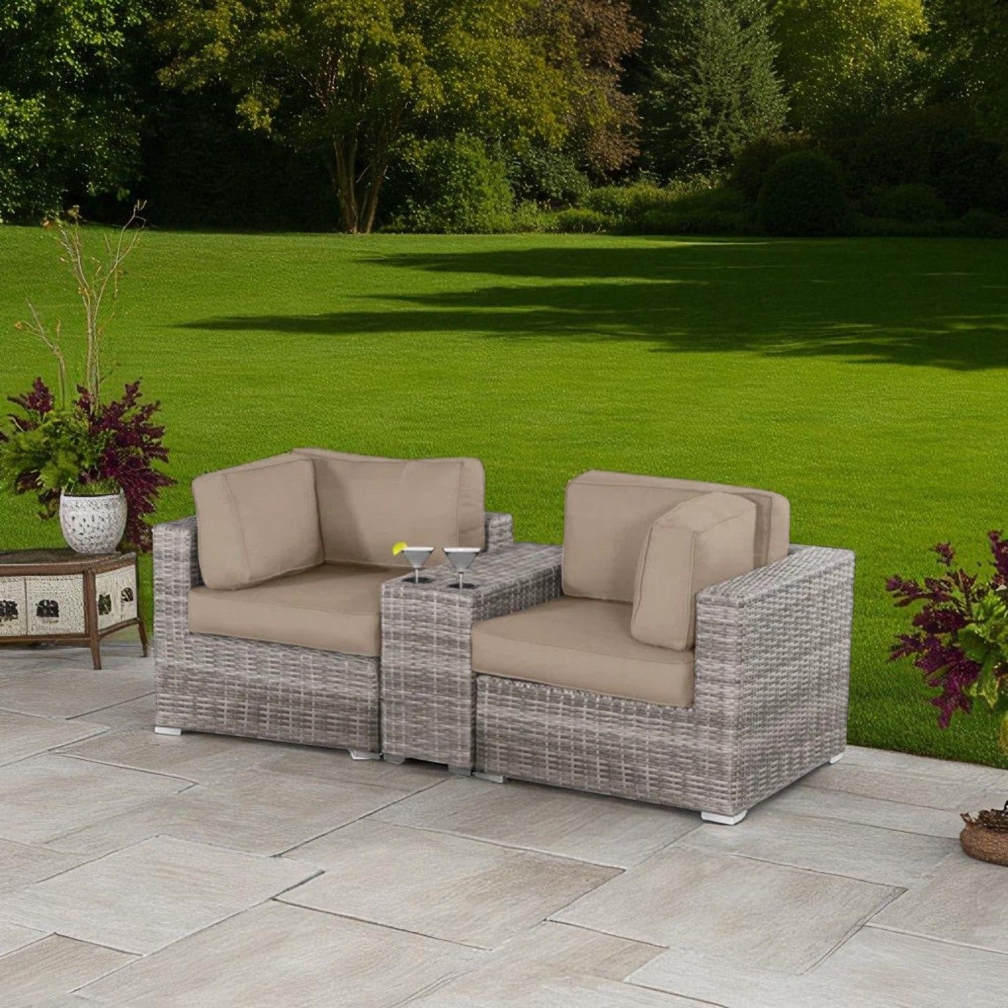 Handcrafted Outdoor Loveseat With Wicker Seating LSI Patio Furniture