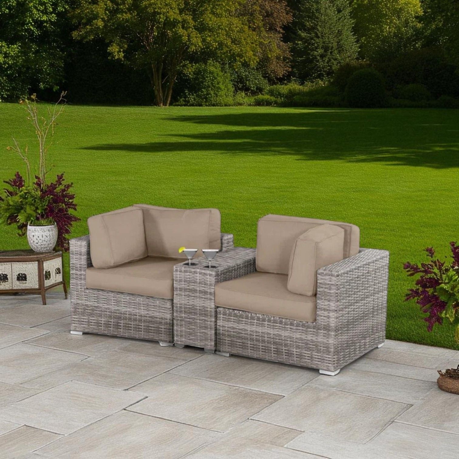 Handcrafted Outdoor Loveseat With Wicker Seating LSI Patio Furniture