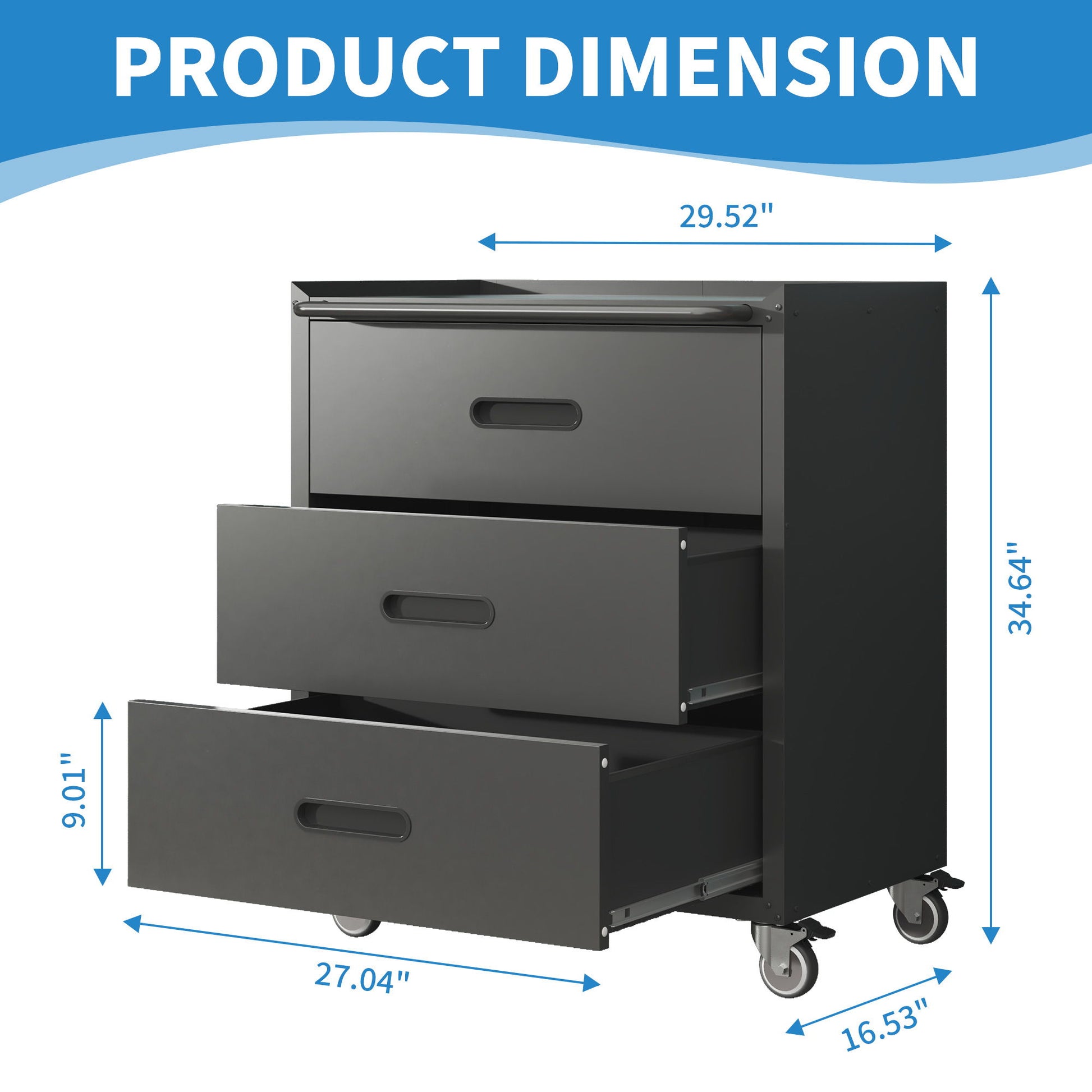 Heavy Duty Metal Storage Cabinet With Wheels 3 Drawer Tool Cabinet For Garage, Office, And Home Organizer Solutions Daily Nest