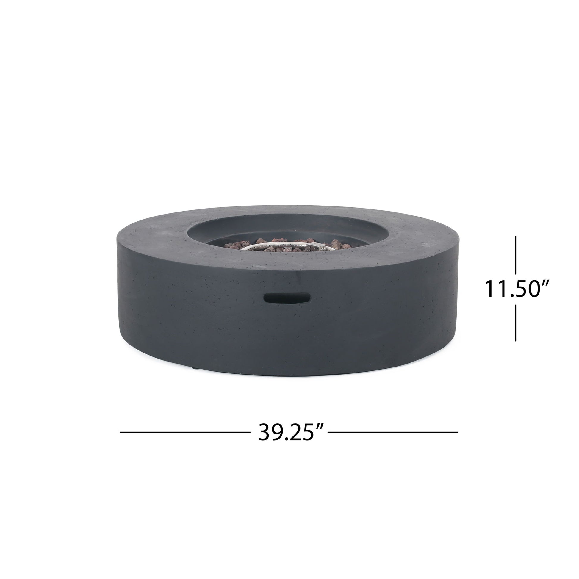 Modern Lightweight Concrete Outdoor Circular Fire Pit 50,000 Btu Noble House