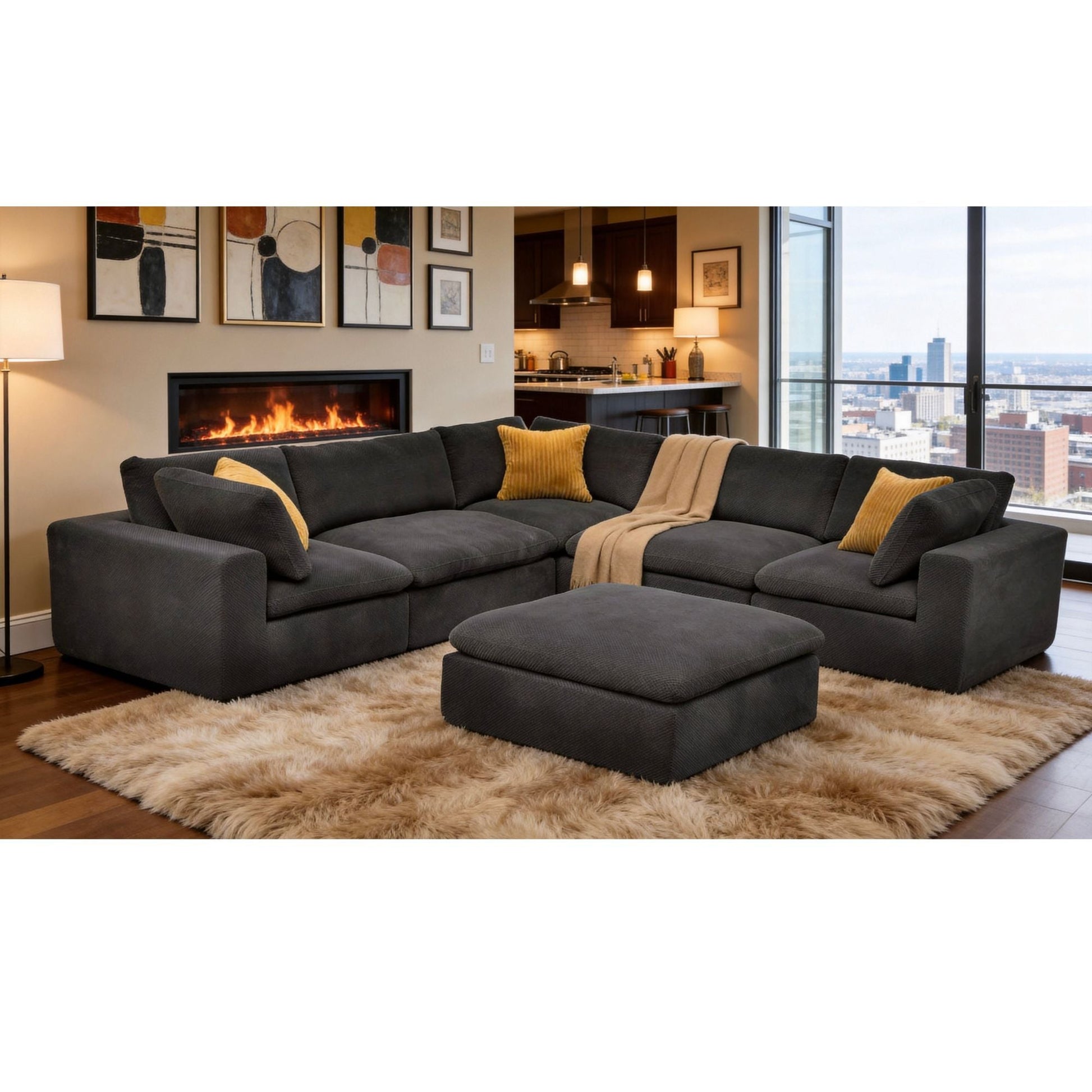 Custom Configuration Modular Sectional With Toss Pillows Home Essentials
