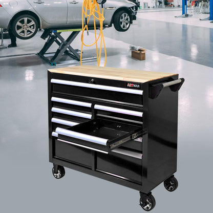9 Drawer Multifunctional Steel Tool Cart With Wheels And Wooden Top Daily Nest