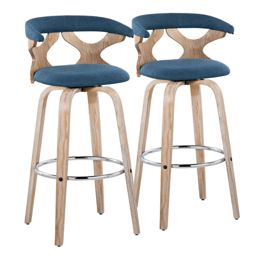 Gardenia - Contemporary Fixed Height Barstool With Swivel With Round Footrest (Set of 2) Lumi Source
