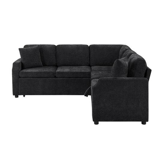 Modern L Shaped Sectional Sofa Bed With Hidden Storage Chenille Upholstery Hearth and Haven