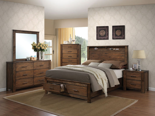 Merrilee - Eastern King Bed With Storage - Oak Acme