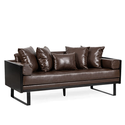 Contemporary Oversized Loveseat With Accent Pillow Noble House