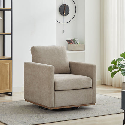 Modern Square Upholstered Swivel Accent Chair With Metal Base Home Essentials