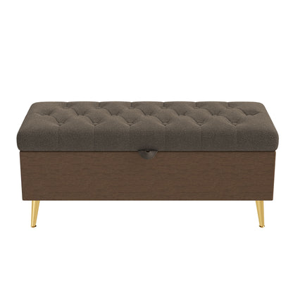 Modern Tufted Storage Ottoman Bench With Metal Legs Hearth and Haven