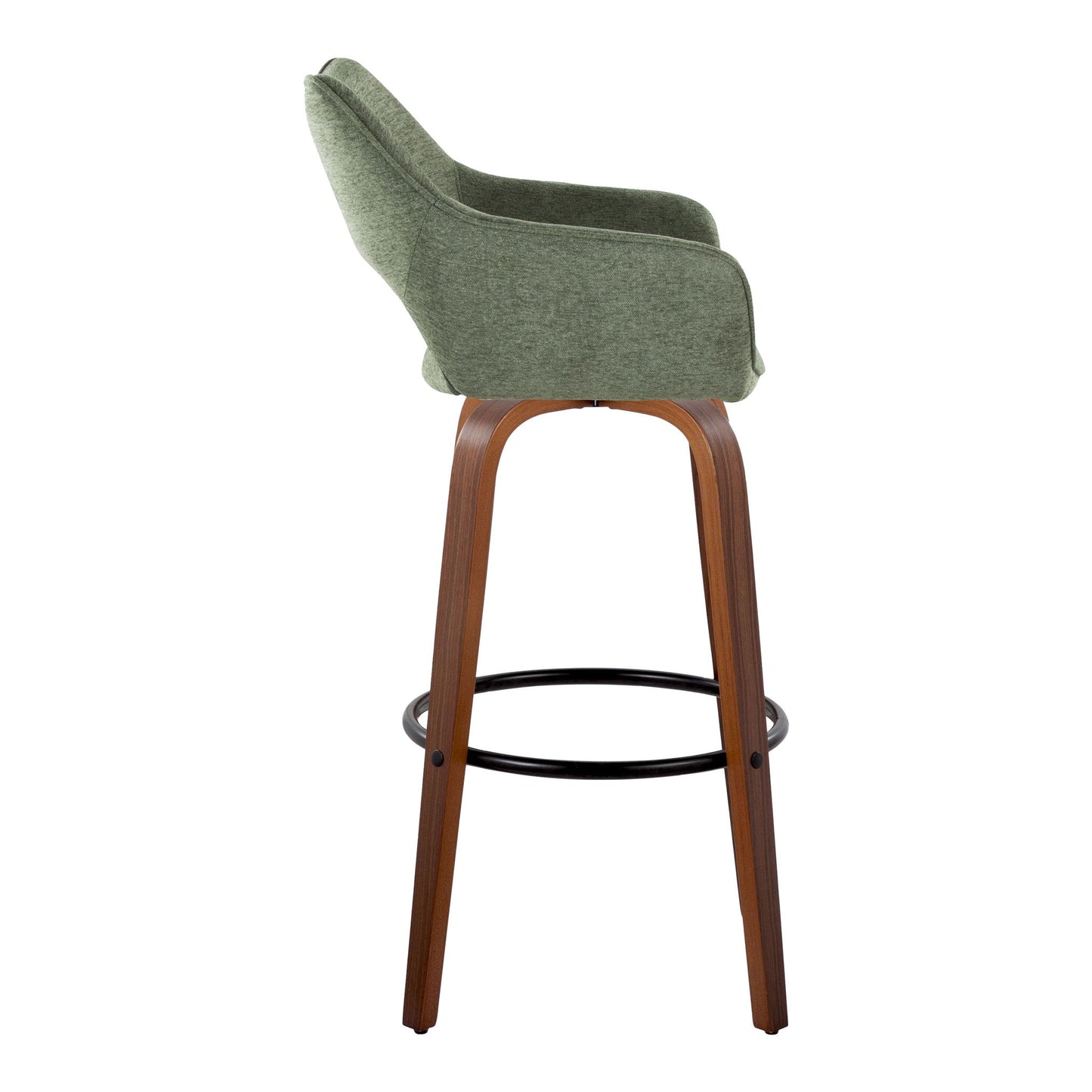 Mustang - Contemporary Fixed Height Barstool With Swivel & Round Footrest (Set of 2) Lumi Source