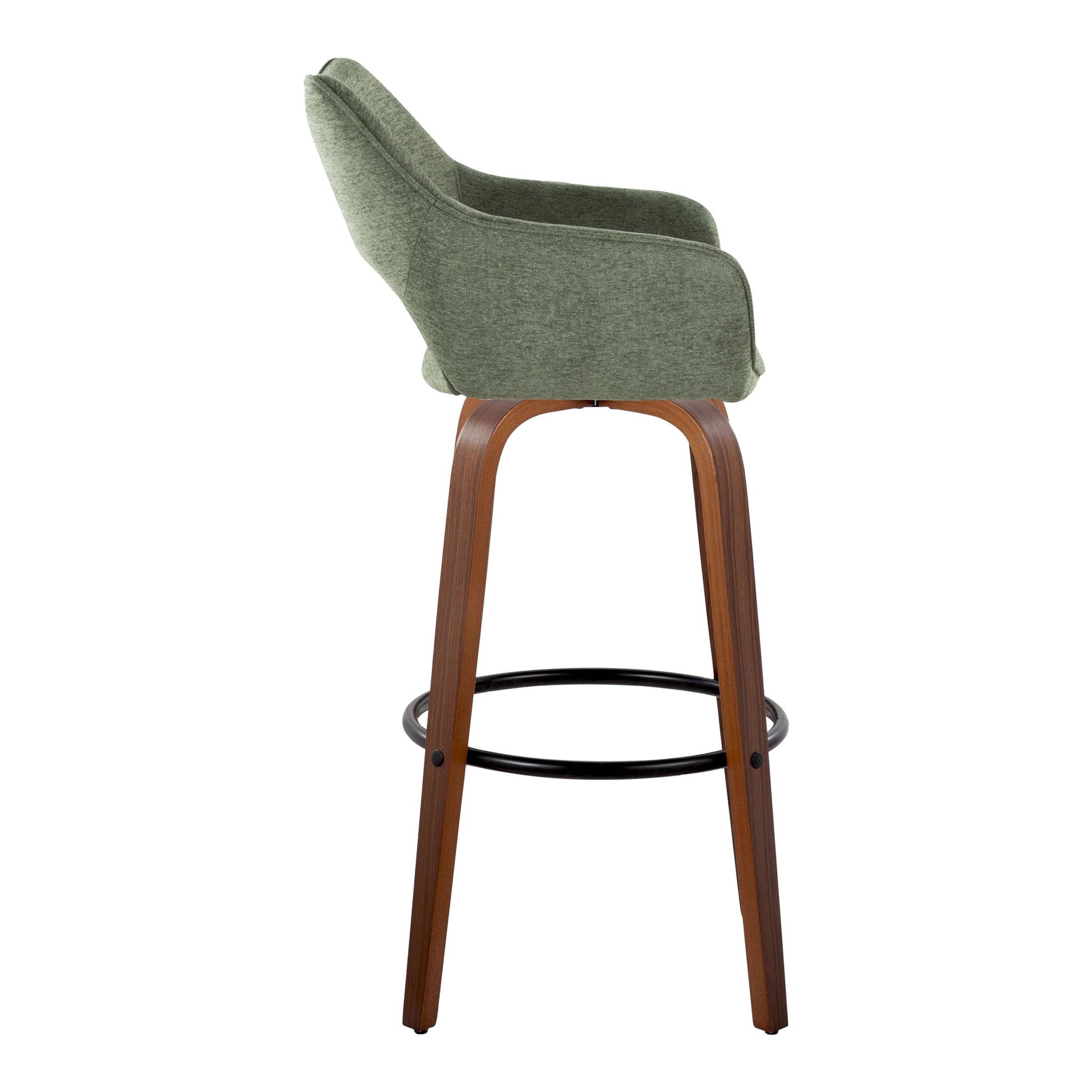 Mustang - Contemporary Fixed Height Barstool With Swivel & Round Footrest (Set of 2) Lumi Source
