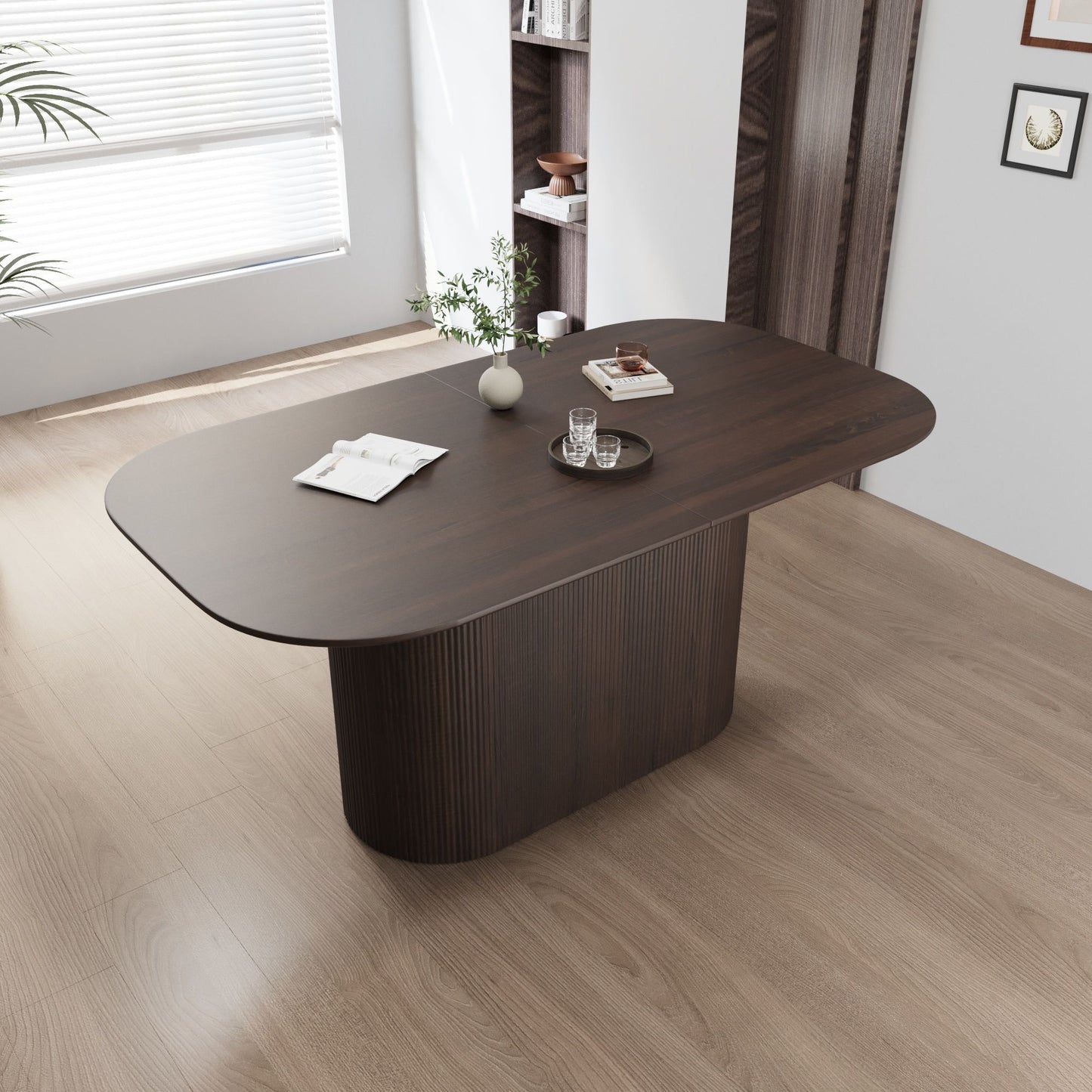 Modern Dining Table With Vertical Striped Legs Home Essentials