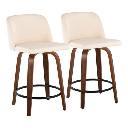 Toriano - Mid Century Modern, Fixed Height Counter Stool & Swivel And Round Footrest (Set of 2) Lumi Source