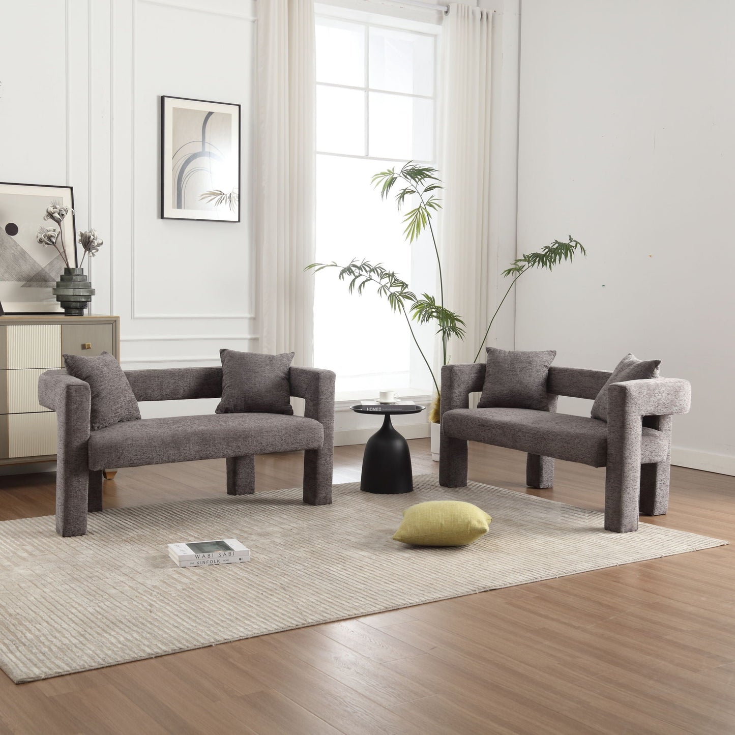 Modern Chenille Loveseat Sofa, Comfy Upholstered 2 Seater Home Essentials