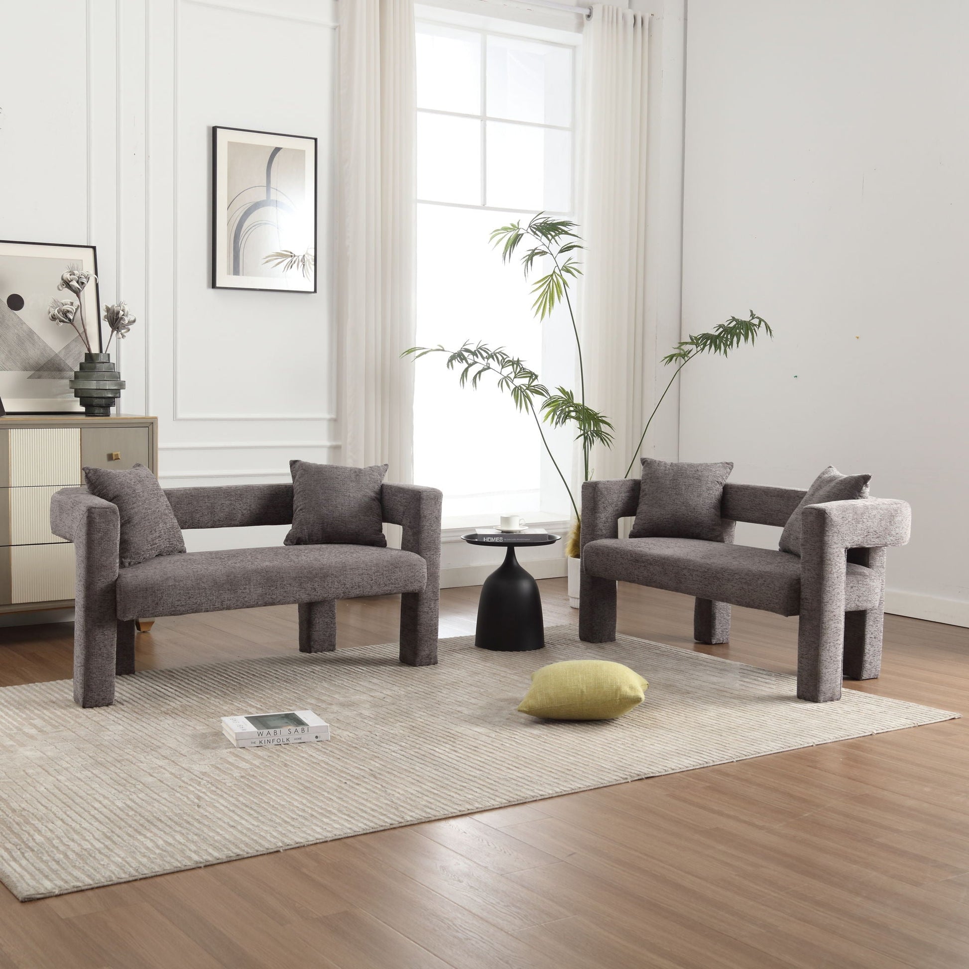Modern Chenille Loveseat Sofa, Comfy Upholstered 2 Seater Home Essentials