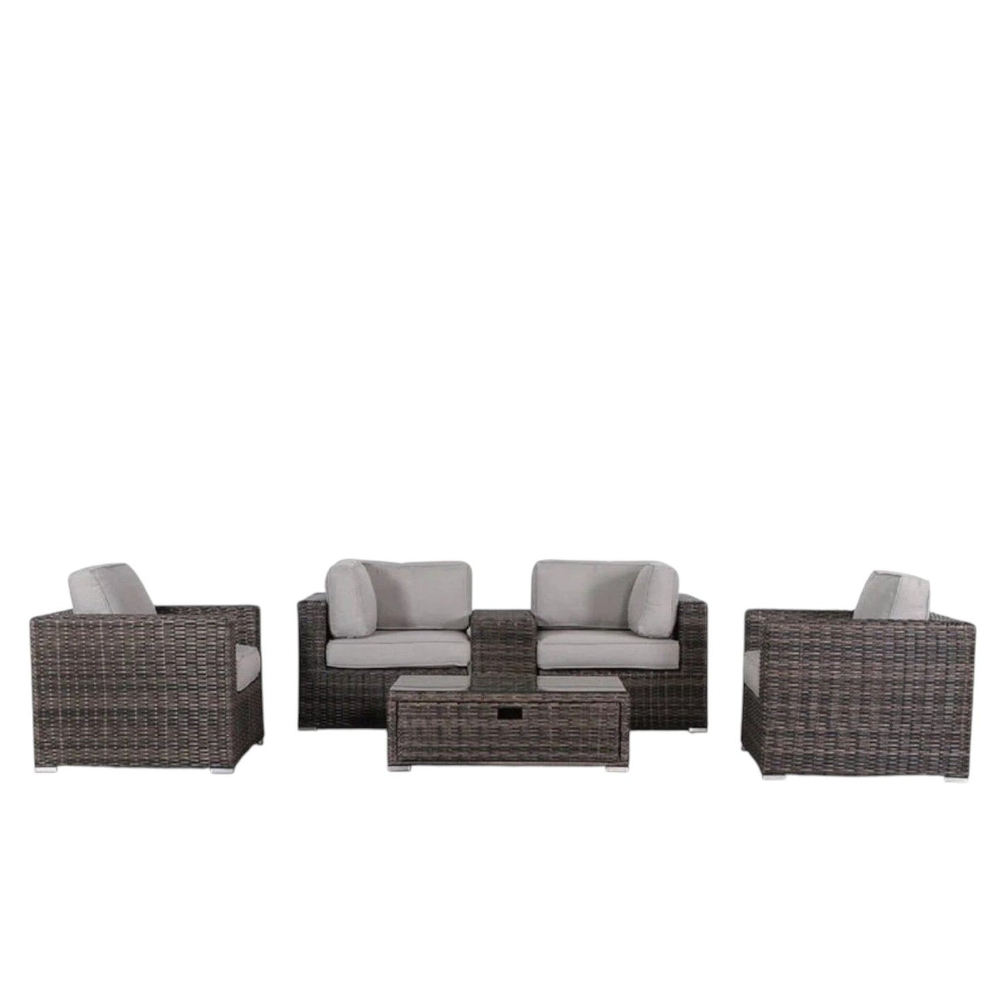 Wicker Seating Group Set With Table And Cushions LSI Patio Furniture