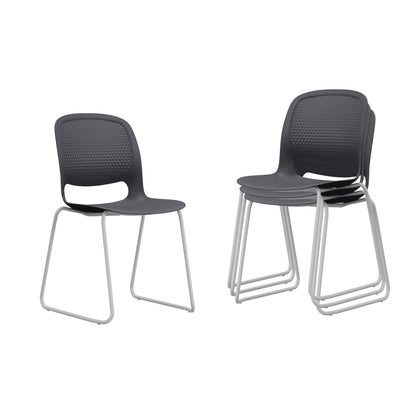 Stacking Chairs (Set of 4) - Black Home Essentials