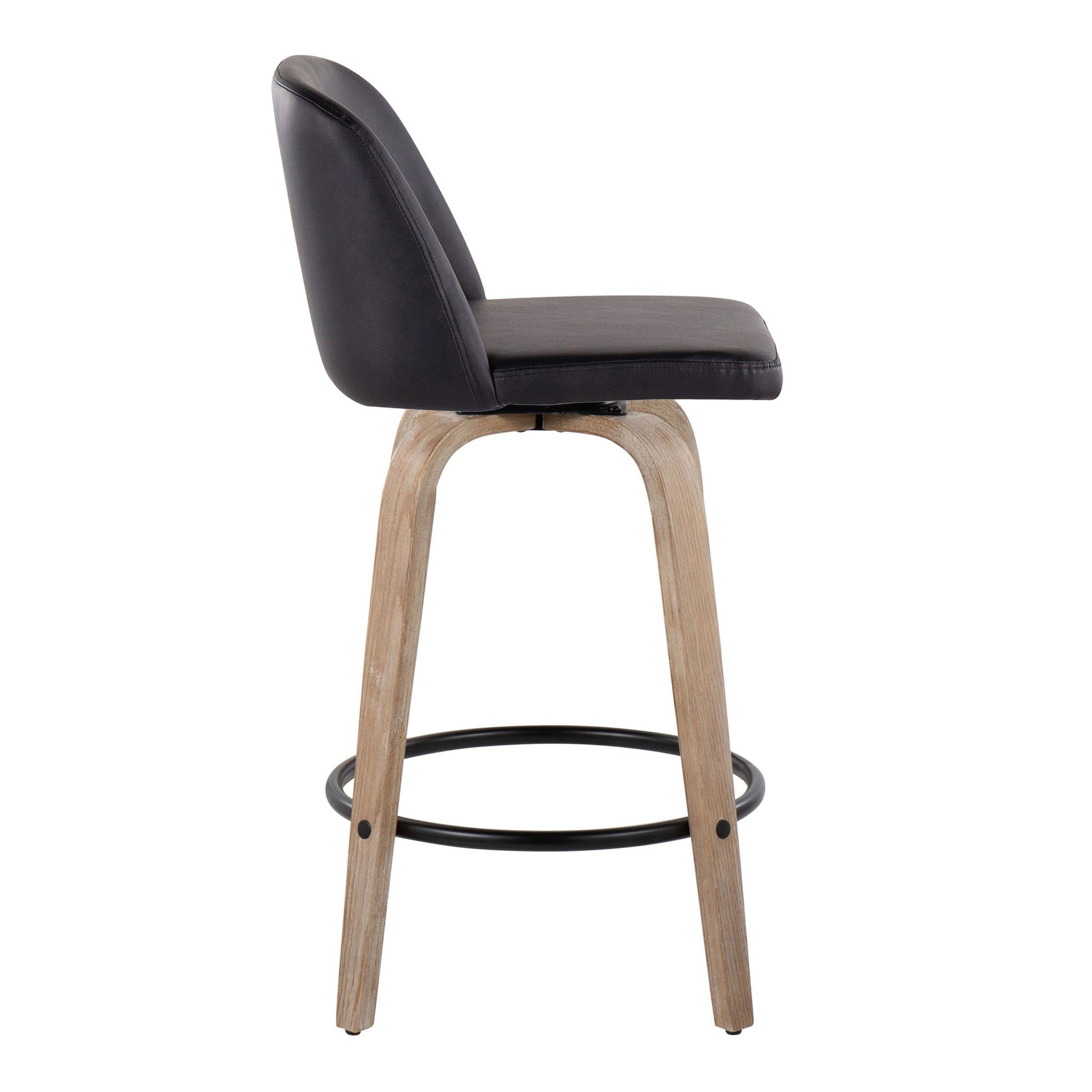 Toriano - Contemporary Fixed-Height Counter Stool & Swivel With Round Footrest (Set of 2) Lumi Source