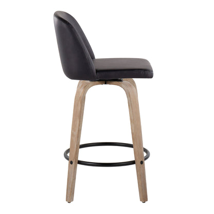 Toriano - Contemporary Fixed-Height Counter Stool & Swivel With Round Footrest (Set of 2) Lumi Source