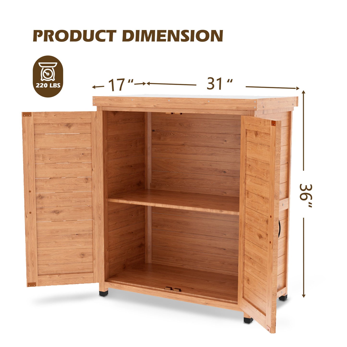 Rustic Cedar Potting Bench With Storage Cabinet And Metal Table Top For Outdoor Patio - Light Brown Home Essentials