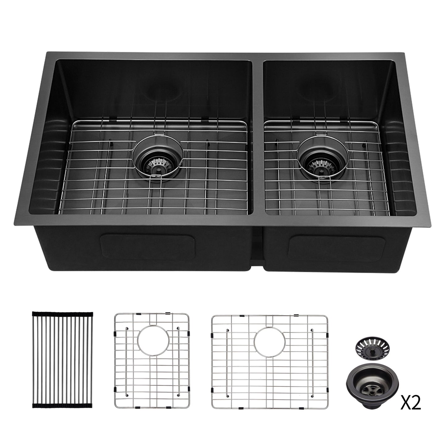 Modern Double Bowl Undermount Kitchen Sink 50 / 50 Design Stainless Steel Daily Nest