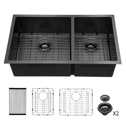 Modern Double Bowl Undermount Kitchen Sink 50 / 50 Design Stainless Steel Daily Nest