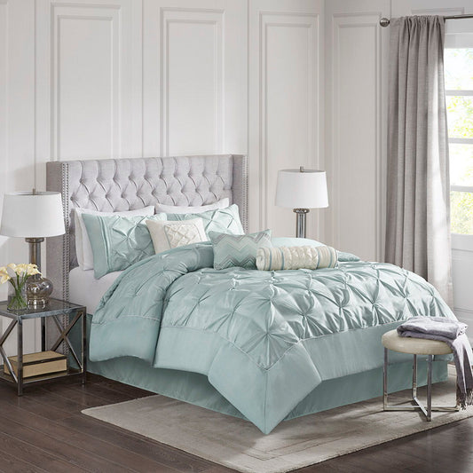 Laurel - California King 7 Piece Tufted Comforter Set - Seafoam