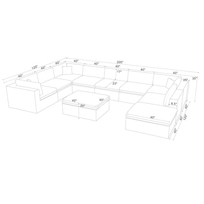 Custom Configuration Modular Sectional & Toss Pillows Home Essentials