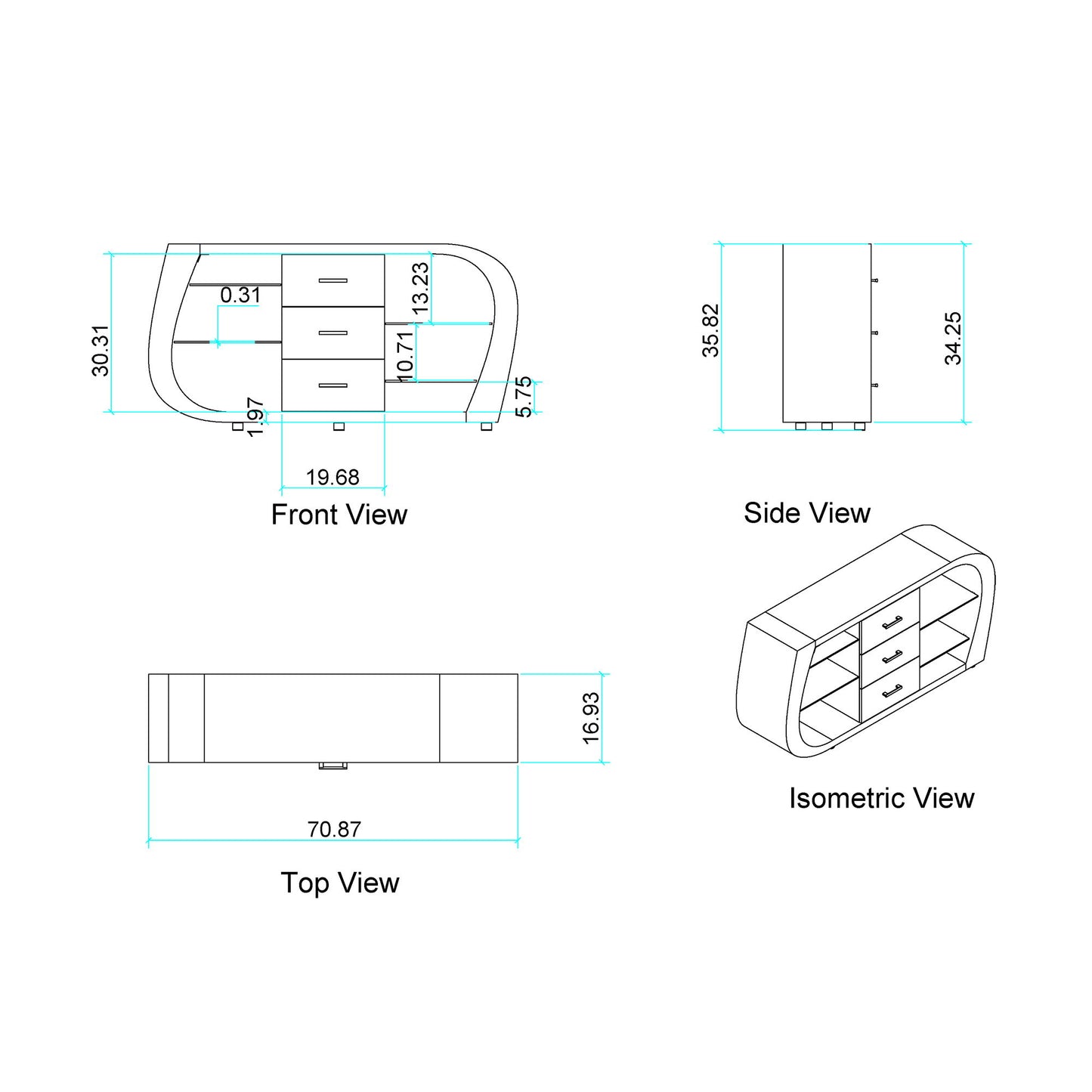 Anne - Buffet - White / Gray Global Furniture USA