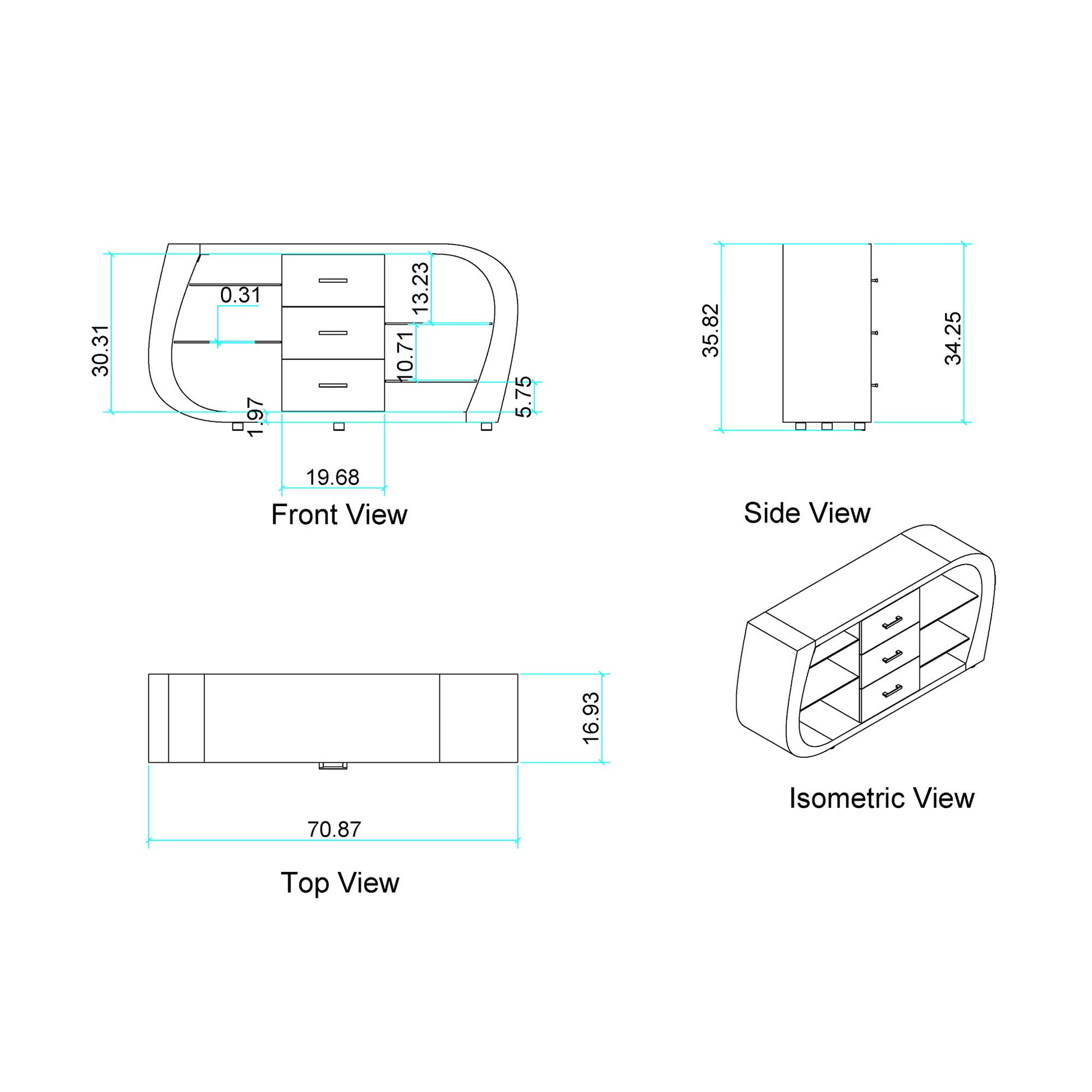 Anne - Buffet - White / Gray Global Furniture USA