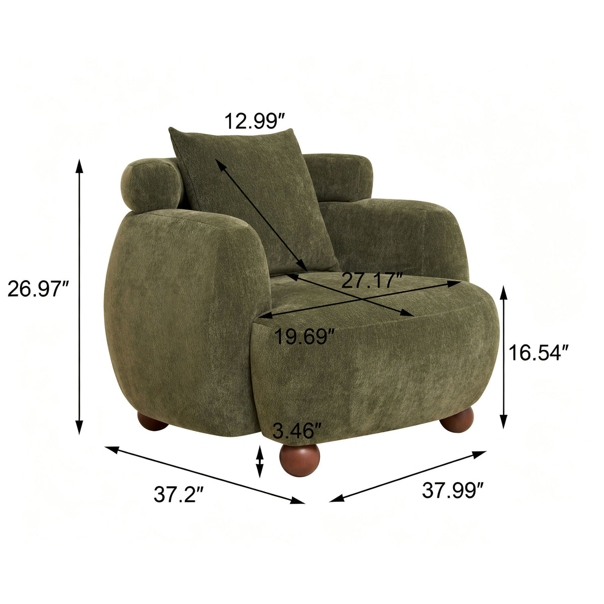 Clubchair, Bucket Chair, Decorative Sofa With Pillow, For Living Roon - Olive Green Home Essentials