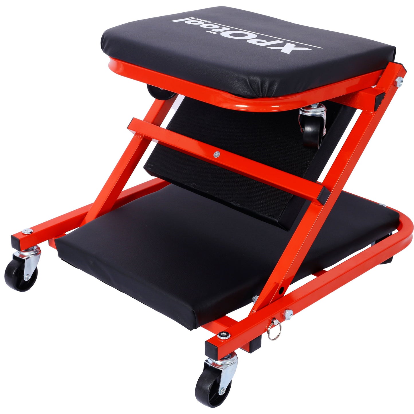 Mechanic Creeper, Z Creeper Seat 2 In 1 Low Profile With 6 Wheels Steel Vinyl - Red Daily Nest
