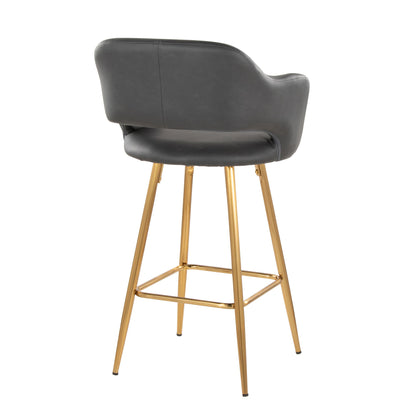 Margarite - Contemporary Fixed Height Counter Stool With Footrest (Set of 2) With Square Lumi Source