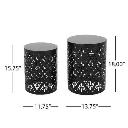 Outdoor Metal Modern Design End Table Noble House