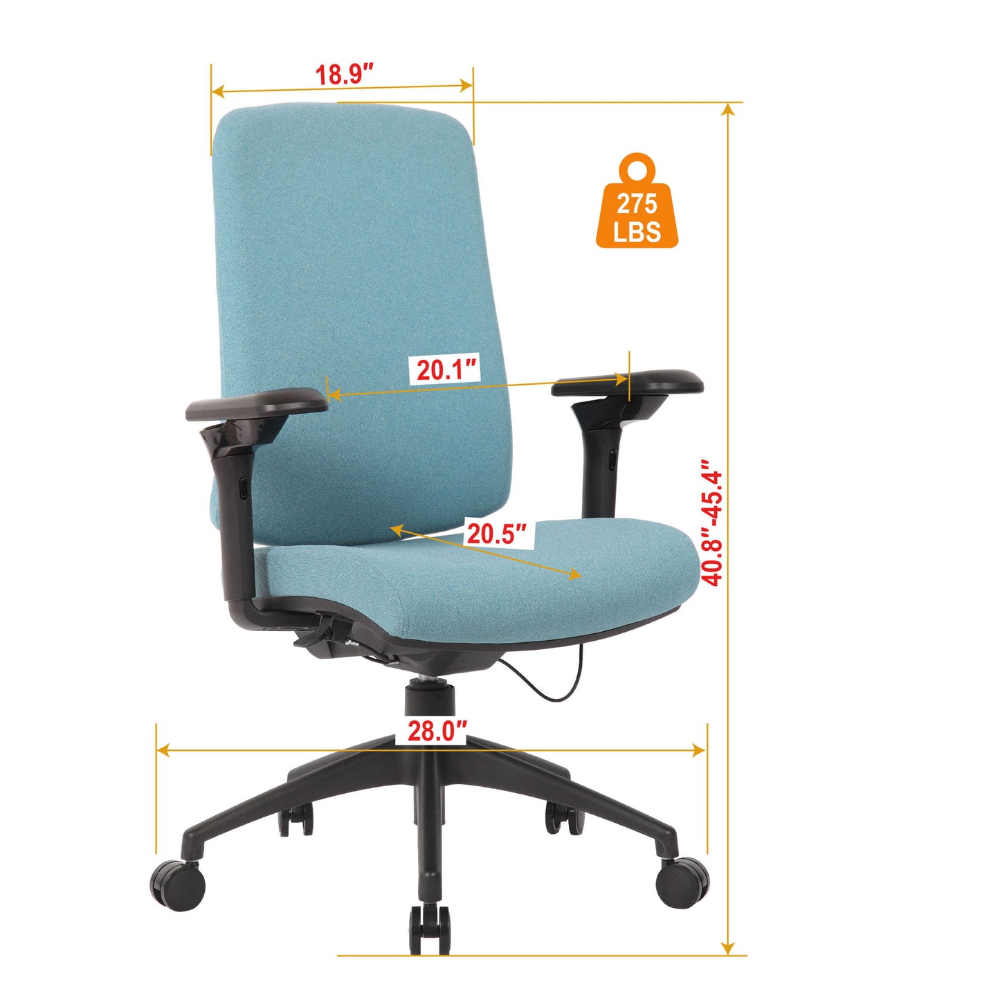 Office Chair With Mid Back Design, 5D Armrests And Multi Position - Blue Home Essentials