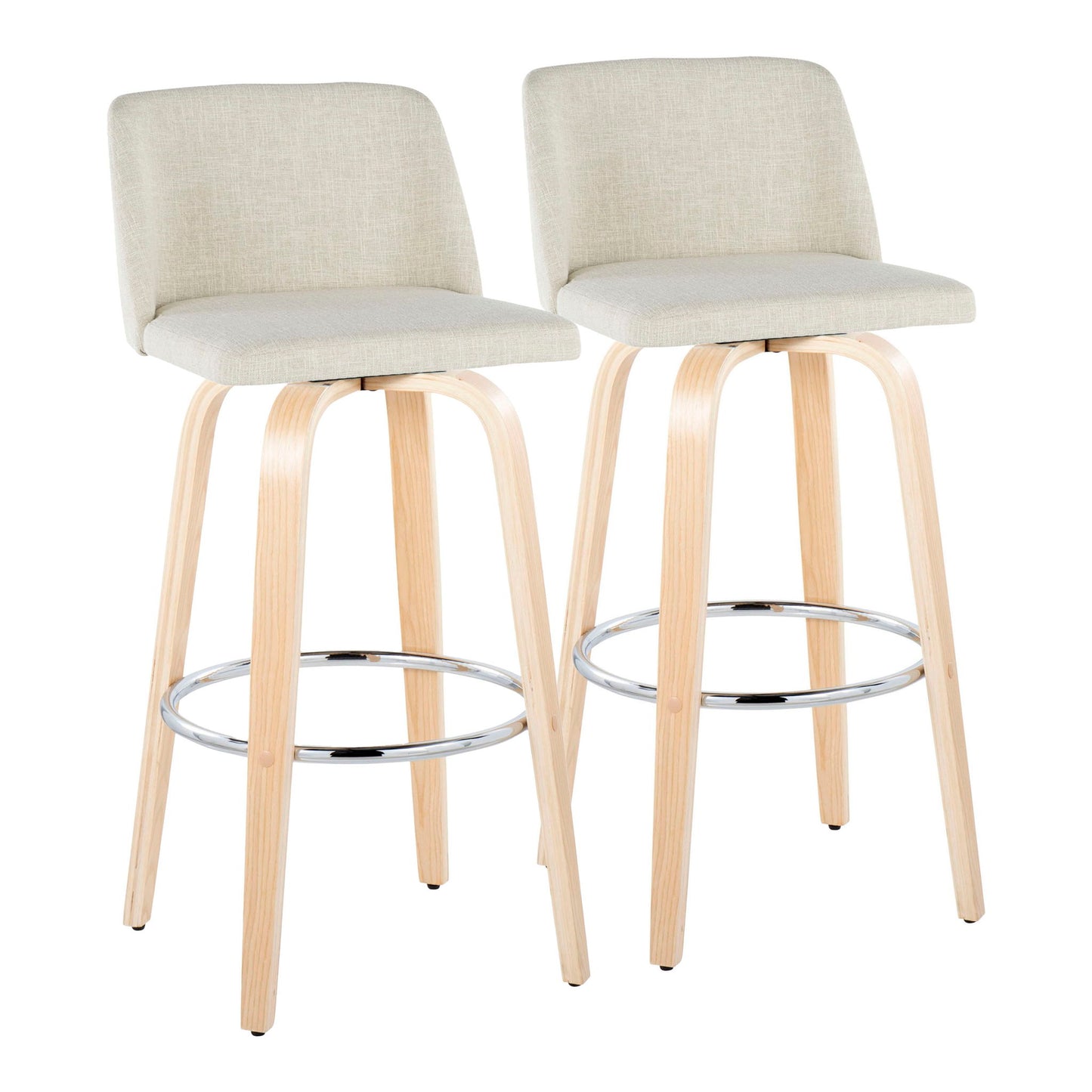 Toriano - Contemporary, Fixed Height Barstool Swivel & Round Footrest (Set of 2) Lumi Source