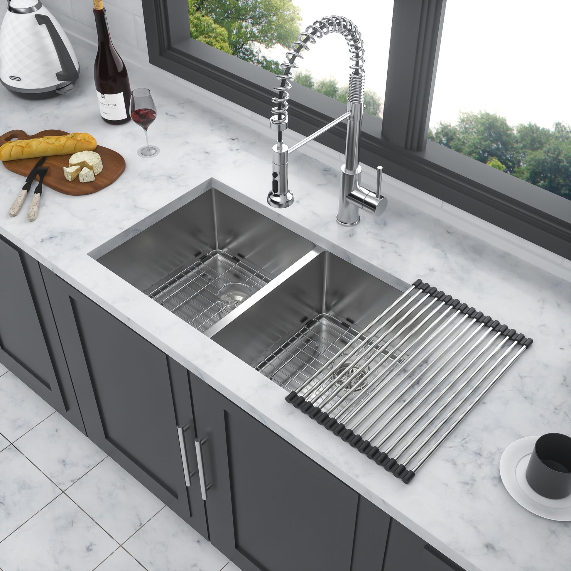 Modern Double Bowl Undermount Kitchen Sink 50 / 50 Design Stainless Steel Daily Nest