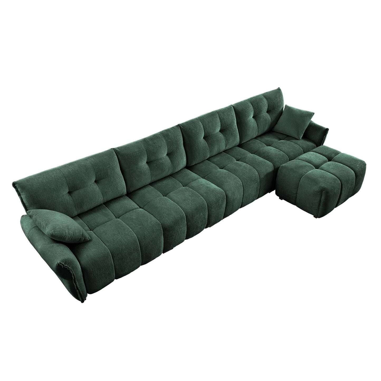 Sofa Set With Ottoman And Pillows, Textured, High Resilience Cushions Home Essentials