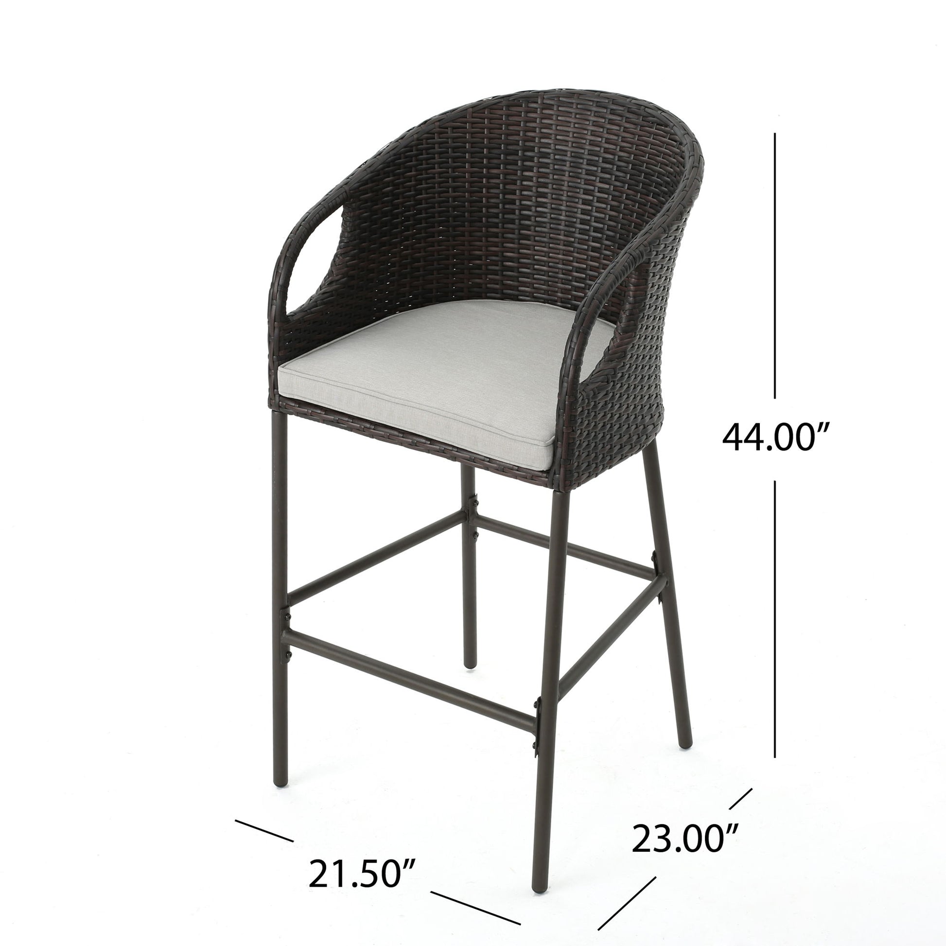 Outdoor 31" Rattan Barstools With Waterproof Cushions (Set of 2) - Multi Brown Noble House