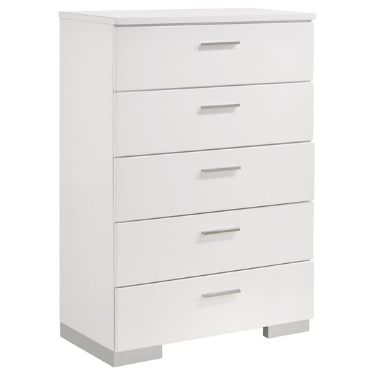 Dulcey - 5 Drawer Bedroom Chest - White Furniture Max