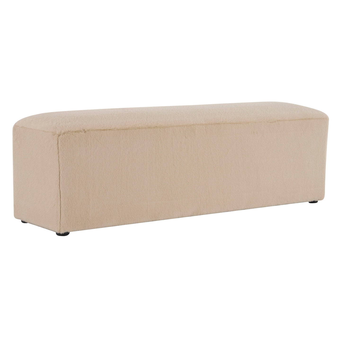 Long Plush Ottoman, Simple Footstool And Seat For Home Use - Almond Noble House