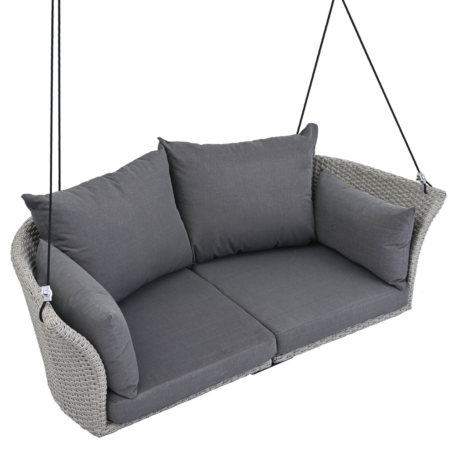 2 Person Hanging Seat, Rattan Woven Swing Chair, Porch Swing With Ropes Hearth and Haven