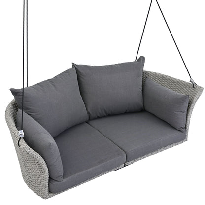 2 Person Hanging Seat, Rattan Woven Swing Chair, Porch Swing With Ropes Hearth and Haven